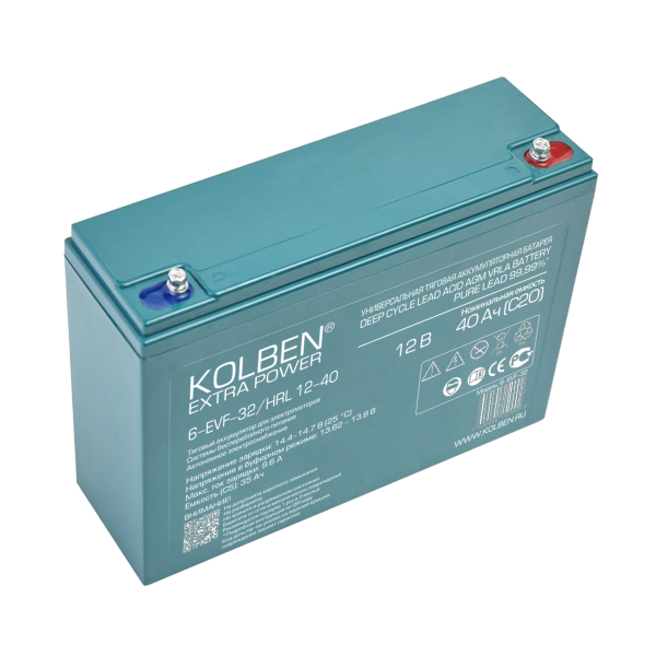 6-EVF-32 Универсальный тяговый аккумулятор KOLBEN EXTRA POWER 12В 40Ач C20